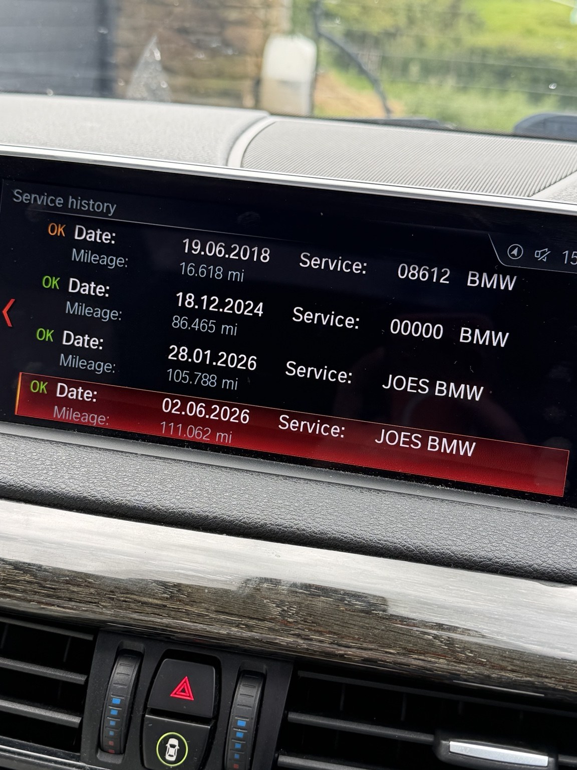 BMW service history at Joes Auto Shop